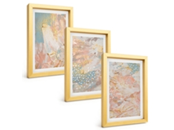 Composição De Quadros Na Paredepadrões Abstratos Em Tons Pastel Moldura Dourada Quadros Para A Sala De Estar Espelharte (3 Peças 20x30 Cm)