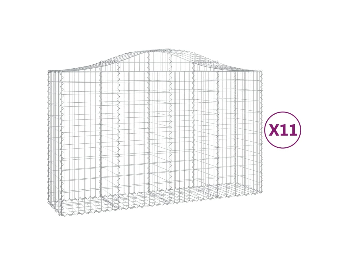 Gabion Basket, Gabion Baskets Vidaxl Prateado Ferro (200 X 50 X 120/140 Cm)
