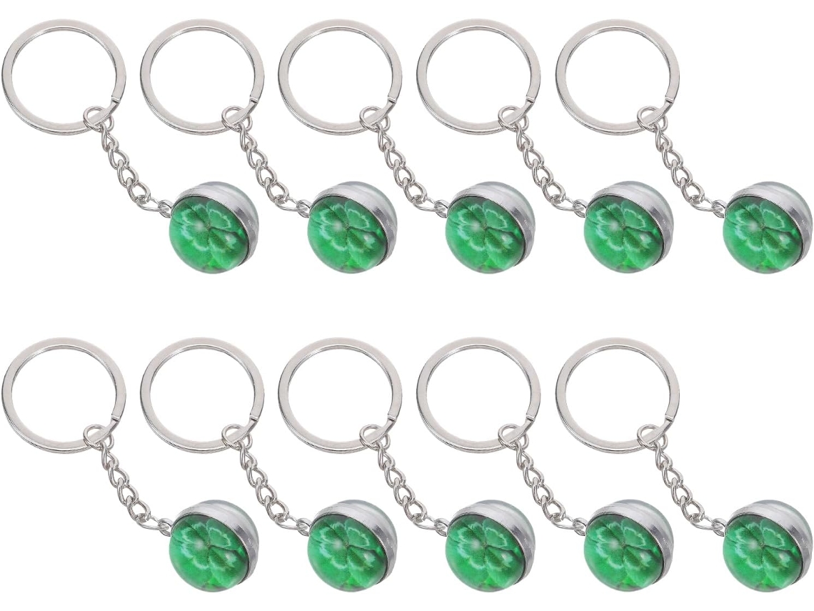 Conjunto De 10 Chaveiros Decorativos Em Forma De Trevo De Quatro Folhas, Em Metal E Cristal, Duráveis.