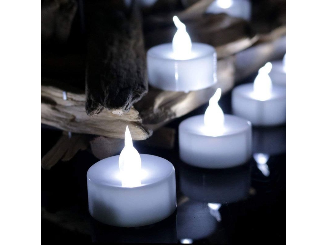 Luzes De Chá Led, 12 Unidades, Sem Chama, Com Bateria, Para Natal, Casamento, Aniversário, Decoração Em Branco Frio