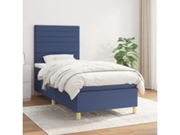 Cama Com Molas/colchão 90x190 Cm Tecido Azul