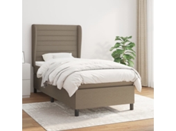 Cama Com Molas/colchão 100x200 Cm Tecido Cinza-acastanhado
