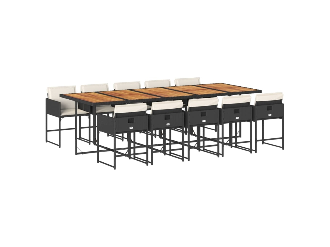 Conjunto de 11 Jantar para Jardim com Almofadões Vime Pe Preto MAISON EXCLUSIVE