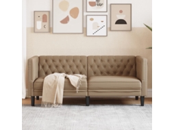 Vidaxl Sofá Chesterfield 2 Lugares Couro Artificial Cappuccino