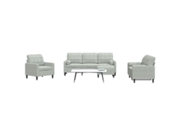 Vidaxl 4 Pcs Conjunto Sofás Com Almofadões E Rolos Veludo Cinza-claro