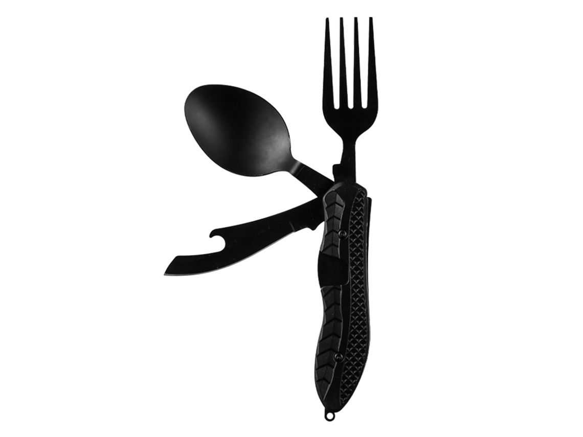 Utensílio de Camping 4 em 1 Aço Inox Plegável