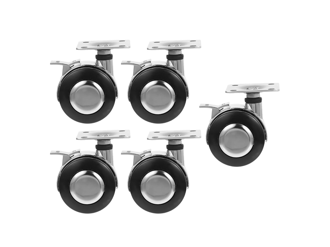 Conjunto De 5 Rodízios Para Cadeira De Escritório Com Freios Silenciosos Para Móveis E