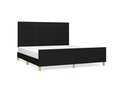 Estrutura de Cama Sem Colchão 180x200 Cm Tecido Preto MAISON EXCLUSIVE