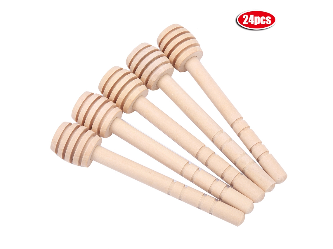24pcs LAXISCREED Palito de Mel Madeira 10cm