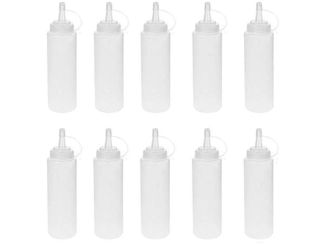 10 Garrafas De Espremir De Plástico Transparente Bpa Livre Para Molhos, Ketchup, Mostarda E Outros Líquidos