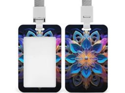 Porta Crachá Retangular Com Design De Mandala, Vertical, Com Cordão, Protetor De Cartão À Prova D Água Escritório
