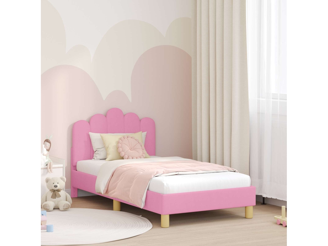 Vidaxl Estrutura De Cama Infantil Com Cabeceira Rosa 80 X 160 Cm