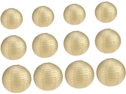Conjunto De 12 Lanternas De Papel Dourada Dobráveis, Redondas, Para Decoração De Festas, Casamentos Gokoco