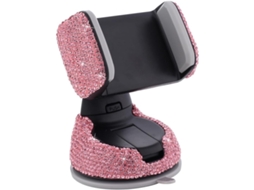 Suporte Ajustável Para Celular Veicular Com Strass, Design Compacto Em Plástico, Ideal Para Mulheres.
