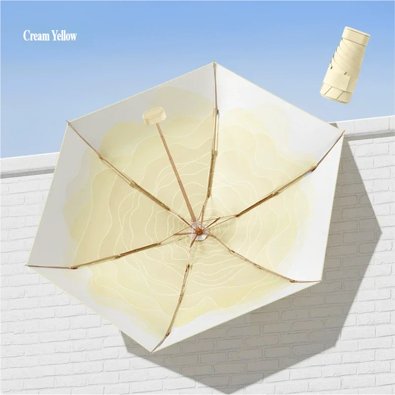 (amarelo 6k) Guarda-sol Portátil Adesivo Colorido, Mini Guarda-sol Ultraleve De Uso Duplo
