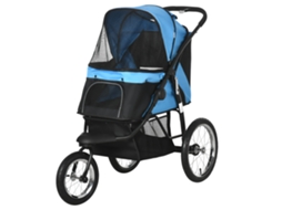 Carrinho para Cães Médio/pequeno Azul 111x58x107 Cm (com Cesto, Ajustável, Janela em Rede)