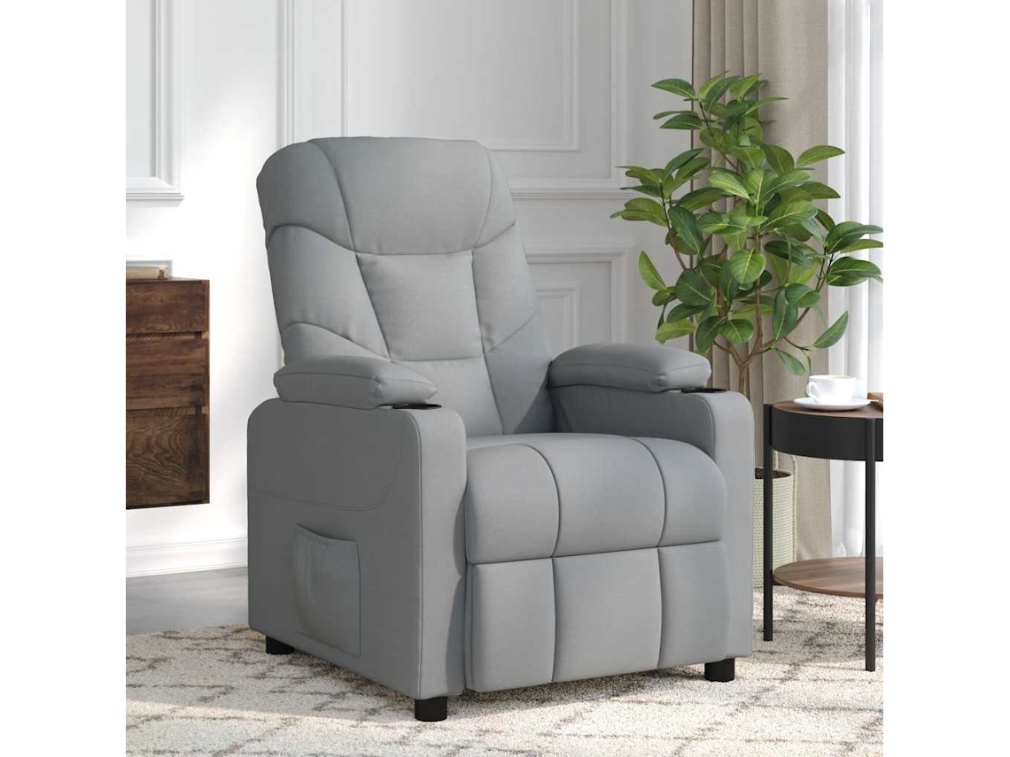 Vidaxl Poltrona De Massagens Tecido Cinzento-claro