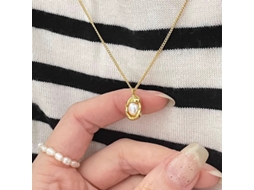 Colar Geométrico com Pérolas Naturais em Prata de Lei 925 , Estilo Ervilha, Design Elegante. MDUG (ouro)