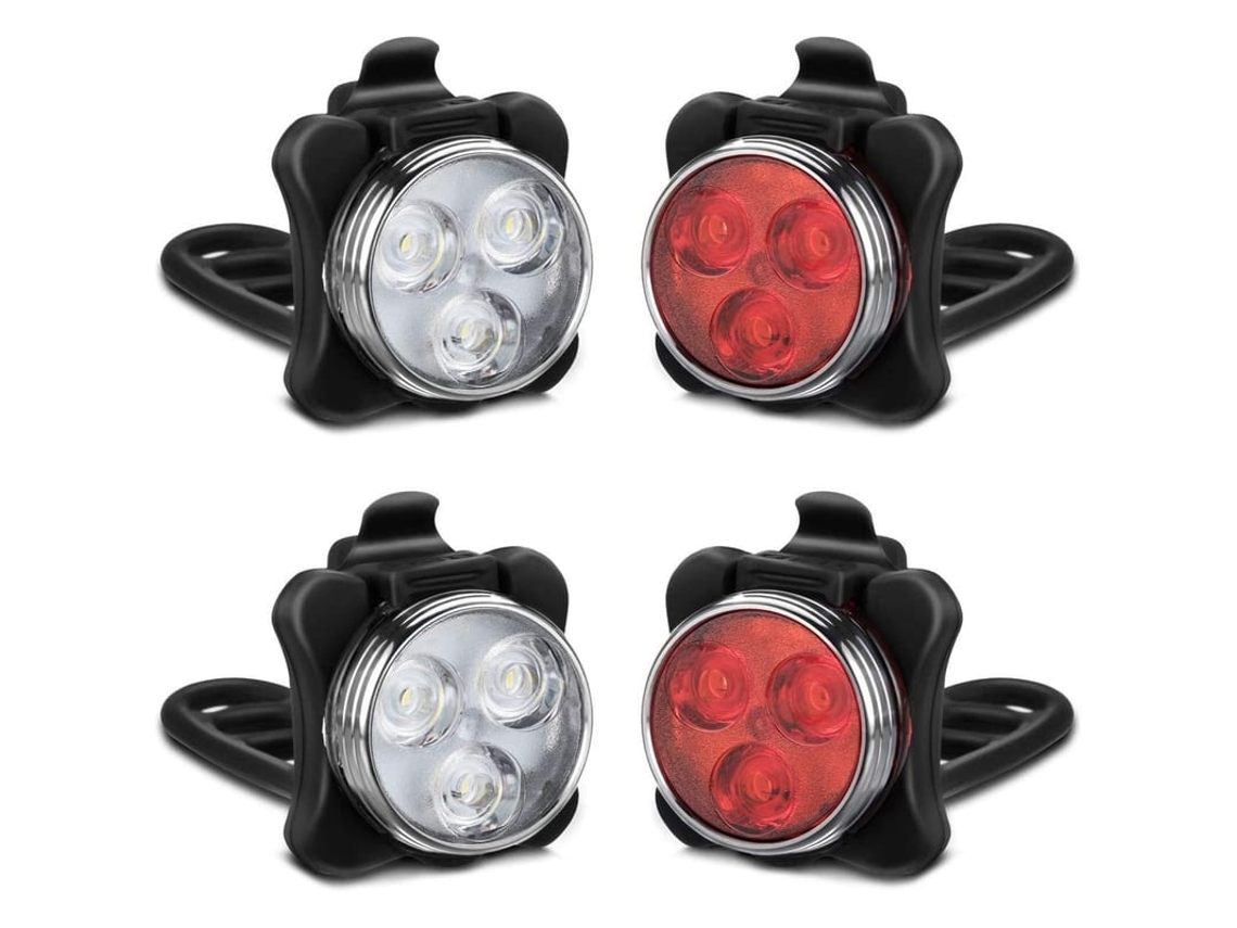 Conjunto De Luzes Para Bike Recarregáveis, 4 Modos, Bateria De Lítio 650mah, Fácil Instalação, 2 Conjuntos