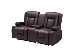 Sofá Reclinável 2 Lugares Com Console Central E Usb - Conforto Em Pu Para Sala De Estar Tekmaquinas