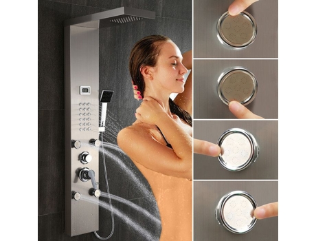 Painel De Chuveiro Hidromassagem Tela Lcd De Temperatura Com Coluna De Chuveiro Aço Inoxidável 3 Funções Auralum Max