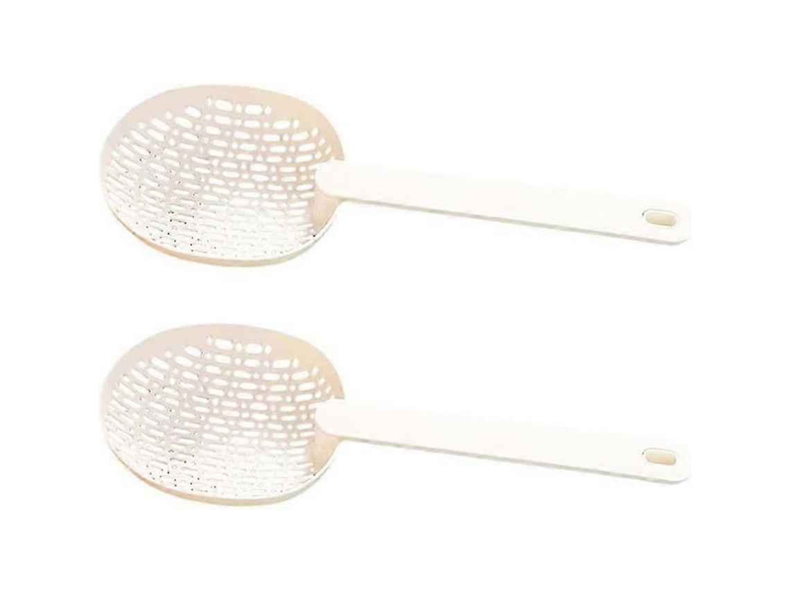 Peças Colher De Escorrer Durável Com Cabo Para Cozinha Fritura Macarrão Filtro De Óleo Armazenamento Espaço Abs Branco