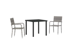 Conjunto 3 Conjunto De Jantar Para Jardim Vidaxl Cinzento Vime Pe (80 X 80 X 73 Cm)