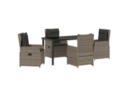 Conjunto 5 De Jantar Para Jardim Vidaxl Cinzento Vime Pe