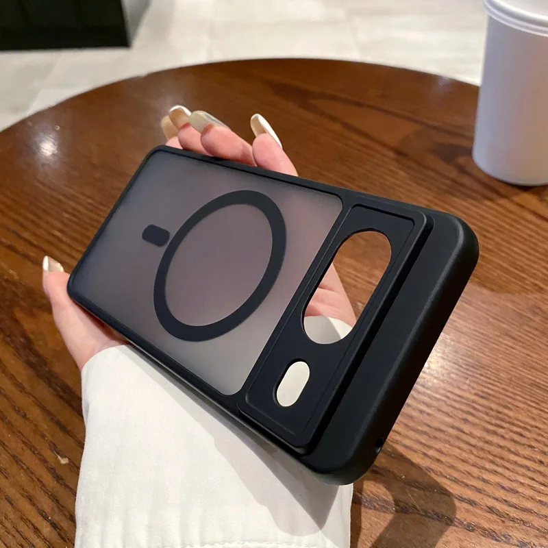 (preto) Capa Magnética Para Celular Google Pixel 8, Revestimento Rígido Em Acrílico Fosco