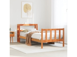 Vidaxl Estrutura Cama C/ Cabeceira 100x200cm Pinho Maciço Castanho mel