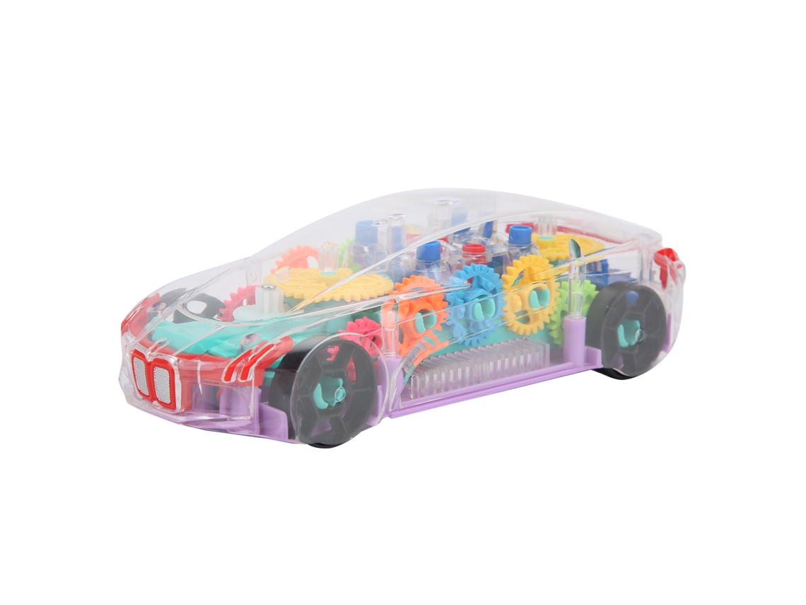 Mali carro de Brinquedo Elétrico com Luzes e Música, Corpo Transparente e Engrenagens Visíveis para Crianças de 1 6 Anos