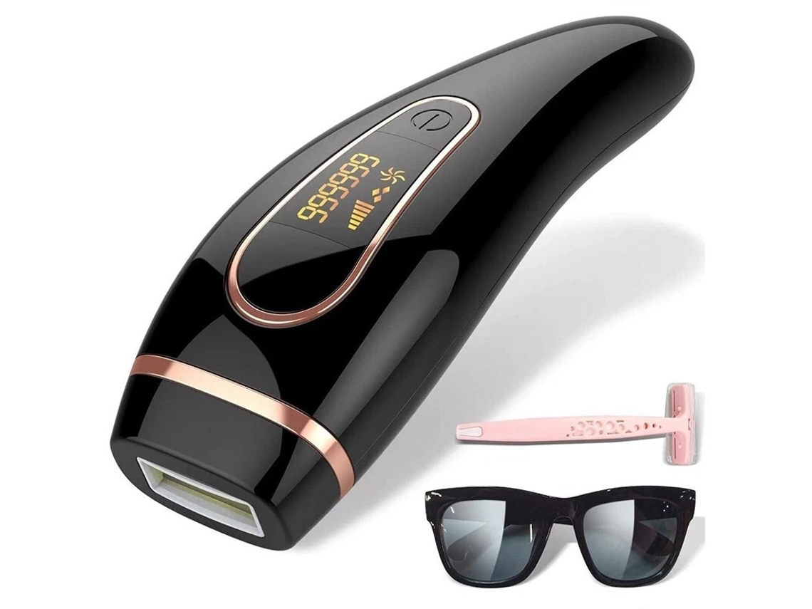 Depiladora Ipl 999999 Flashes 5 Níveis com Sensor de Tom de Pele Preto IKIKSO