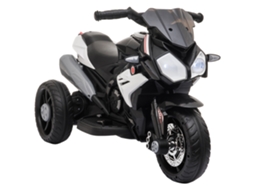 Motocicleta Elétrica Infantil, Luzes E Som, 3 Km/h, Recarregável, Plástico Metal, Preto/branco Hachi