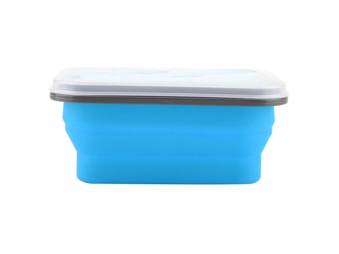 Caixa De Almoço Portátil De Silicone Colapsável 600ml Cor Azul