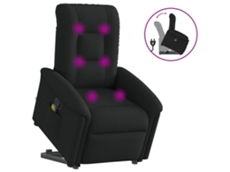Vidaxl Poltrona De Massagens Reclinável Elevatória Tecido Preto