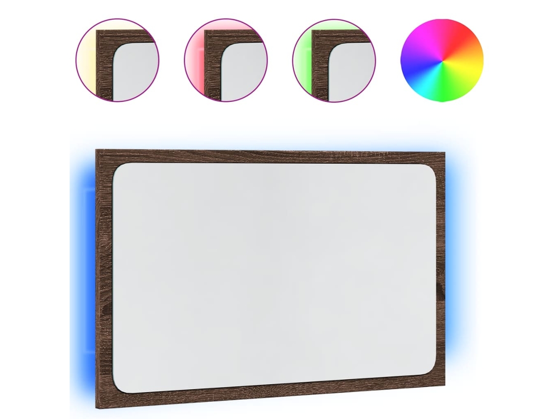 Bathroom Mirror, Bathroom Mirrors Vidaxl Marrom Madeira Processada (n/a)