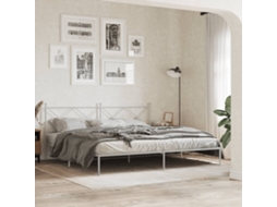 Vidaxl Estrutura De Cama Com Cabeceira 200x200 Cm Metal Branco