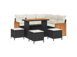 Conjunto 9 Conjunto De Sofá De Jardim Vidaxl Preto Vime Pe (216 X 216 X 85 Cm)