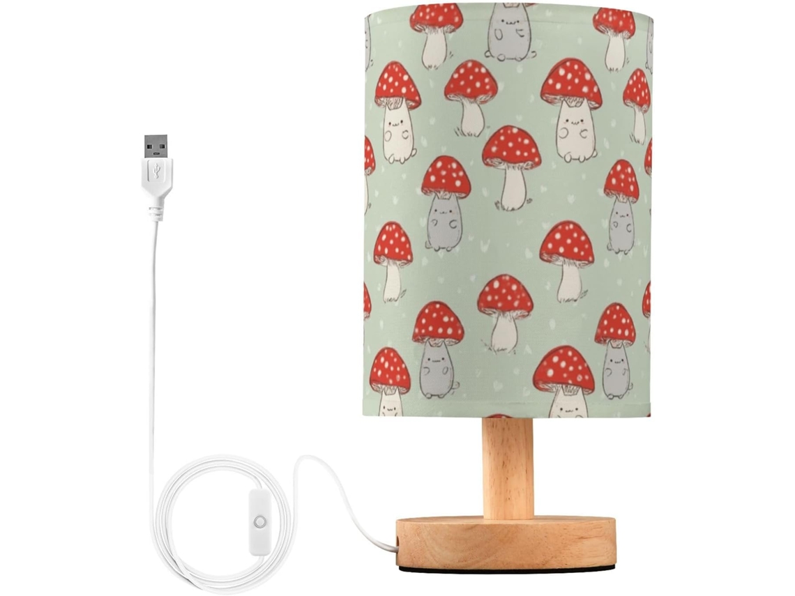 Abajur De Cabeceira Kcldeci Com Cogumelo E Gatinho Fofo Para Quarto, Fazenda Style, Mesa De Cabeceira, Luminária de