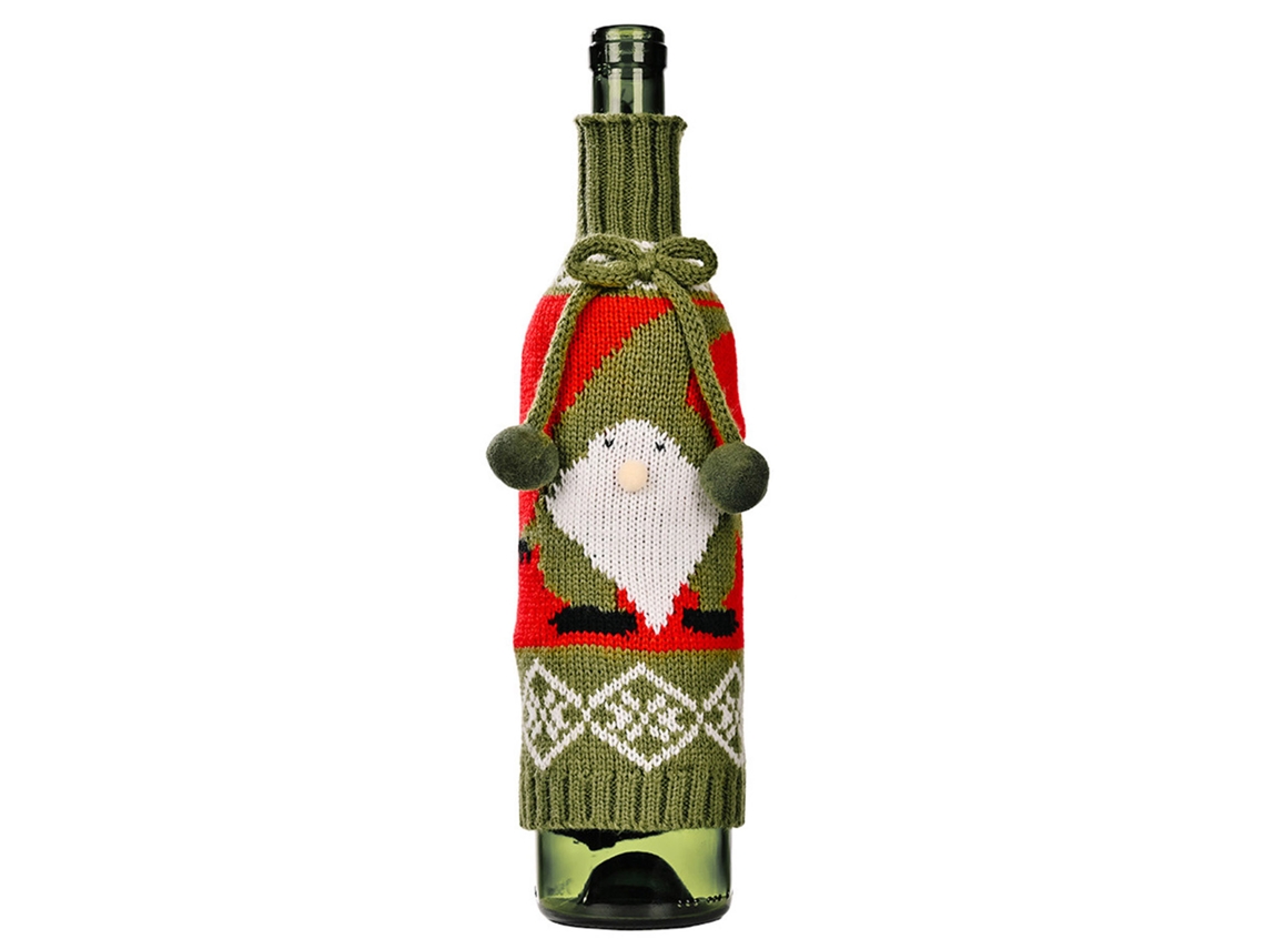Laxiscreed Enfeite De Natal Em Tricô Para Garrafa De Vinho Com Rena Verde
