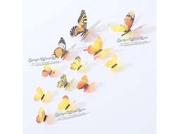 12pcs Adesivos De Borboleta 4d Oca Para Decoração De Parede, Festa De Casamento E Quarto Infantil Novo Amarelo