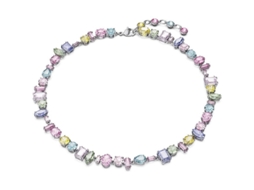 2026 collar Gema Swarovski com Cristais Coloridos Recortados em Prata Rodada, Design Boêmio e Elegante para Mulher