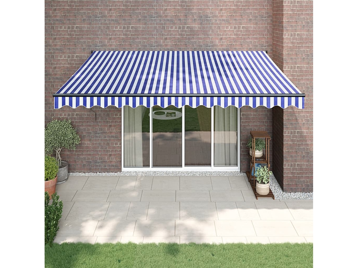Vidaxl Toldo Retrátil Automático 4,5x3 M Azul E Branco