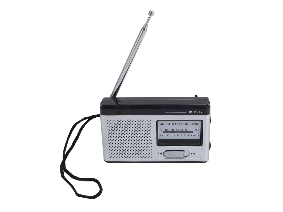 Aetheria rádio Portátil Fm Am Transistor Bateria Powered com Alto falante e Jack de Fones Dk 2017 Prata Preto