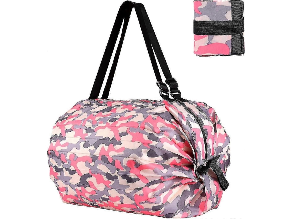 Bolsa De Praia Com Sacolas De Compras Leves, Bolsa De Transporte Dobrável Em Nylon Preto.