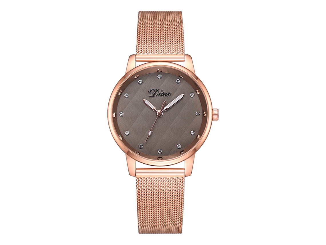 Relógio de Pulso Feminino Casual Quartzo com Pulseira de Malha de Liga Cinza