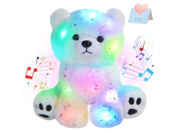 Brinquedo de Pelúcia Macio de 30 Cm para Ursos Brancos Bonitos Música Led Colorida LUGA
