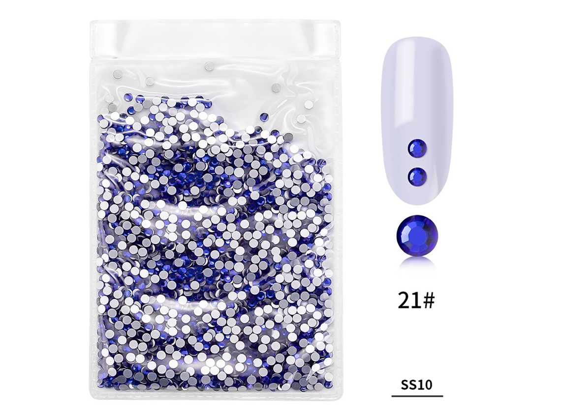 1440pçs/saco Strass De Unhas Colorido Em Vidro Para Artesanato De Unhas Decoração (azul Escuro)