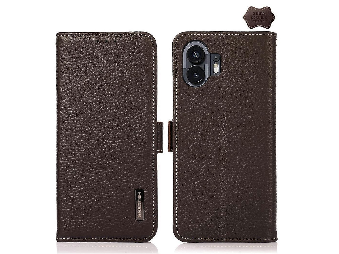 Capa Para Celular Khazneh Em Couro De Lichia Com Fecho Magnético Lateral E Proteção Rfid Para Nothing Phone 2