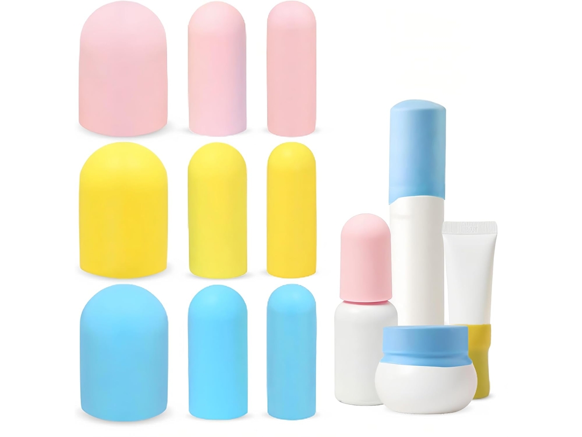 Pacote Com 9 Capas Protetoras Para Frascos, Em Silicone Para Viagem